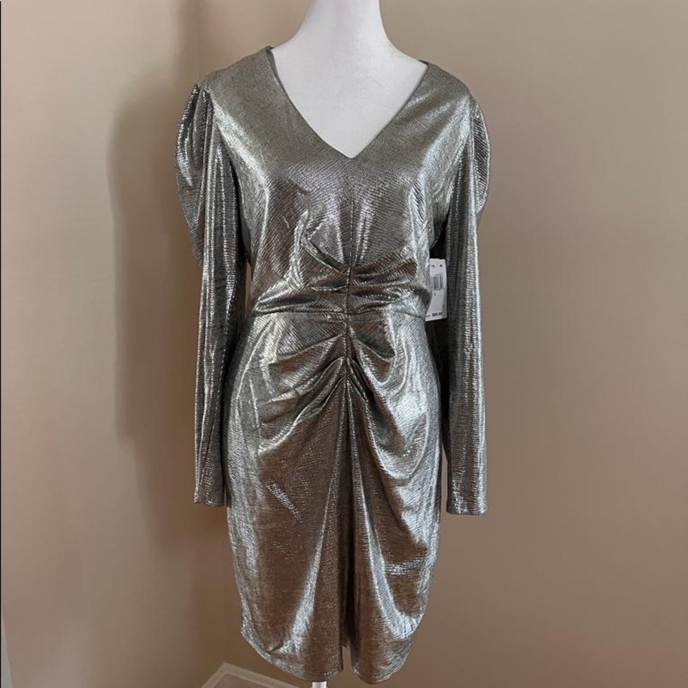 AQUA silver metallic dress